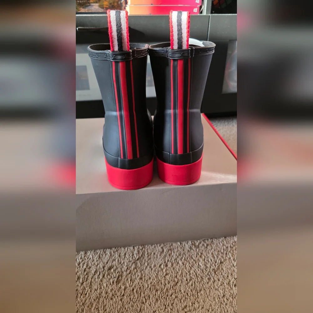 Hunter Black and Red Rain Boots - Picture 3 of 8